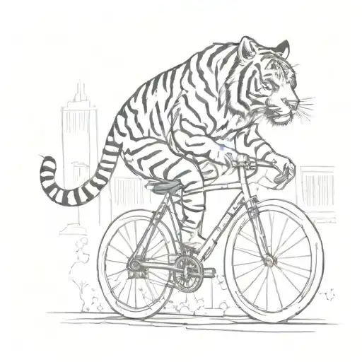A Tiger Riding A Bicycle Through A Cityscape