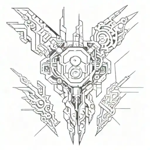 Cyberpunk Style Tribal Drawings For Hands And Forearm