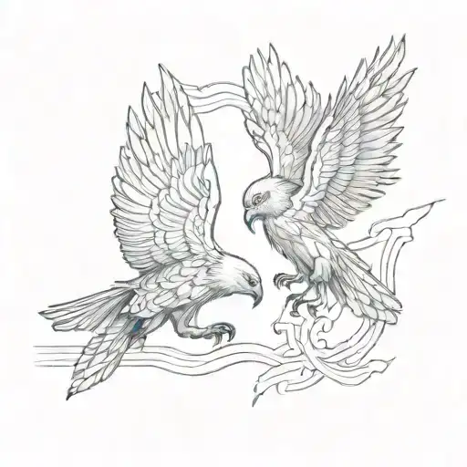 Eagle And Owl Flying