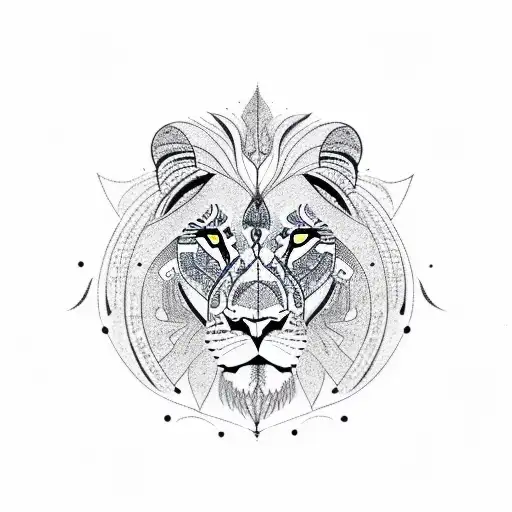 A Majestic Lion Surrounded By Intricate Geometric Patterns