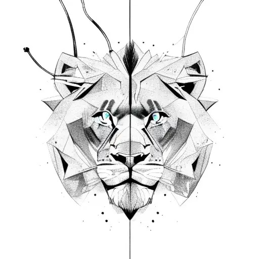 Panther And Lion Face Spilt