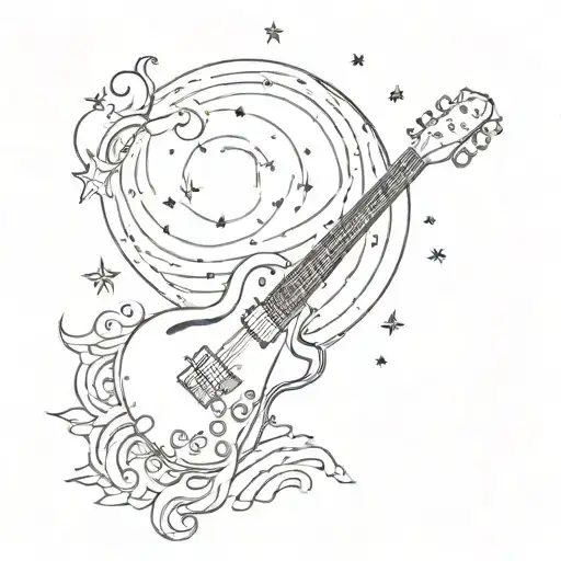 A Blues Music Inspired Tattoo With A Night Sky And Stars
