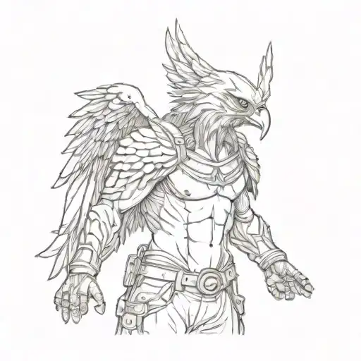 A Strong And Fearless Fighter With Eagle Wings Emerging From Their Back