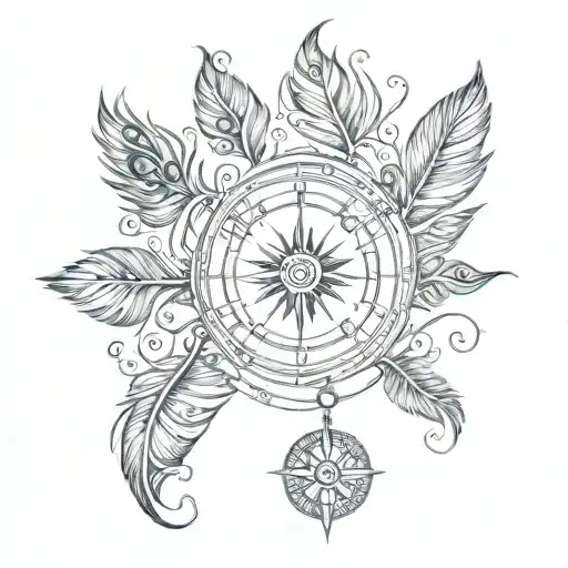 Peacock Feather Turning Into A Compass