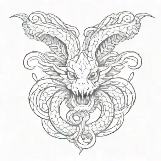 Double Headed Snake Head Back Tattoo Design