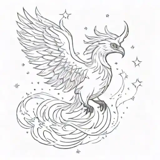 A Majestic Phoenix Rising From A Galaxy Of Stars Forming The Shape