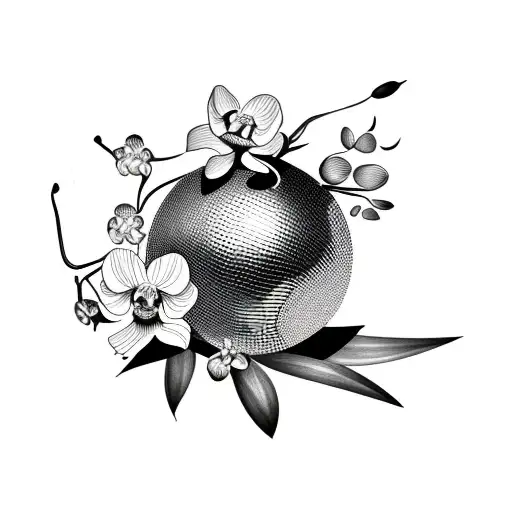 Disco Ball With Orchid Flowers