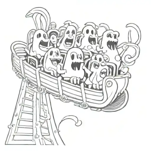 Cartoon Ghosts On Roller Coaster