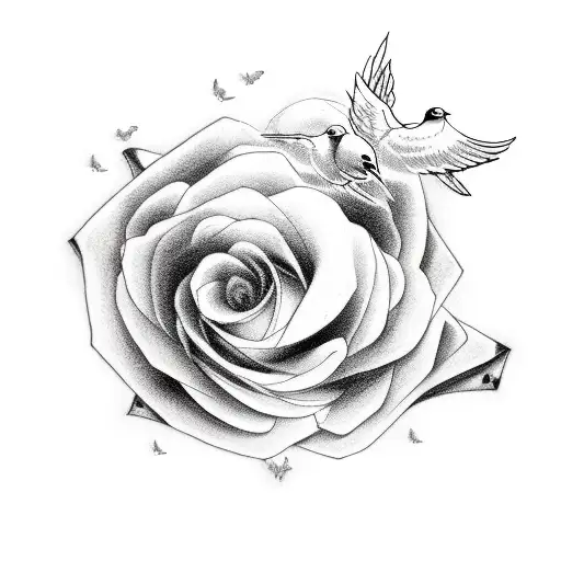 Cloud Background With Roses And Doves Sleeve