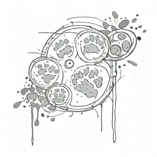 A Sketch Style Tattoo Of A Paint Palette With Animal Footprints As Paint Splatters