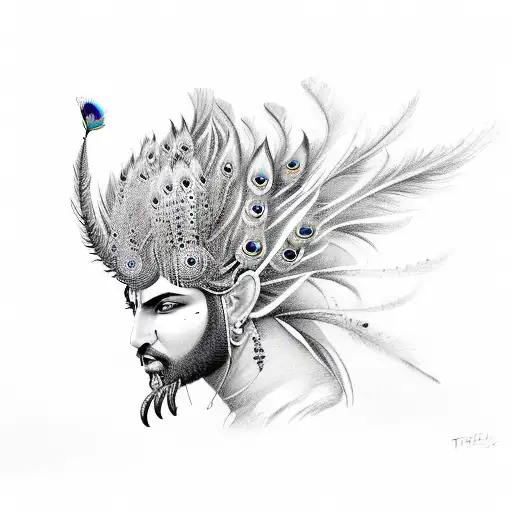 Trishul With Peacock Feather