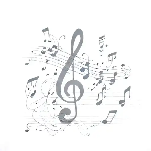 Music Notes Connected With Mist Shadow In The Background