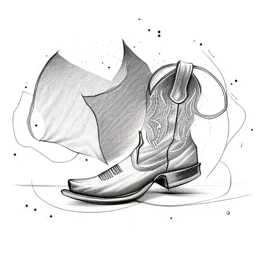 A Sketch-style Design Of A Cowboy Boot Tapping To The Rhythm Of A Two-step Dance