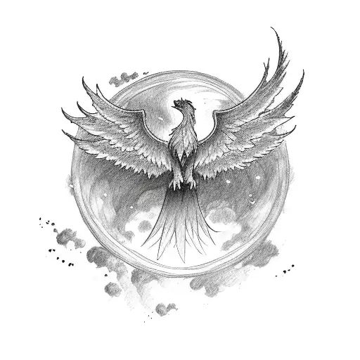 A Silhouette Of A Phoenix Flying During Night