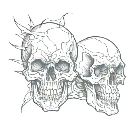 Two Abstract Punck-rock Skulls