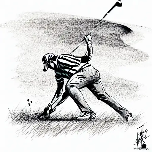 Tiger Golfing On A Golf Course