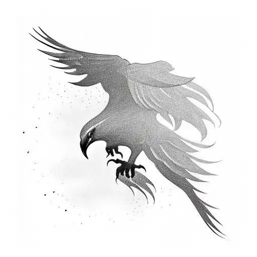 A Silhouette Of A Phoenix Flying During Night