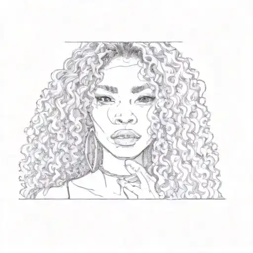 A Black Woman With Curly Hair Long Nails On Cheek