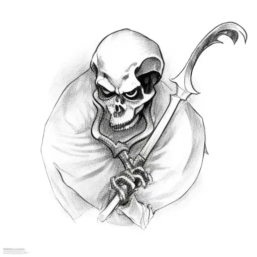 Grim Reaper With Scythe And Book Of Death