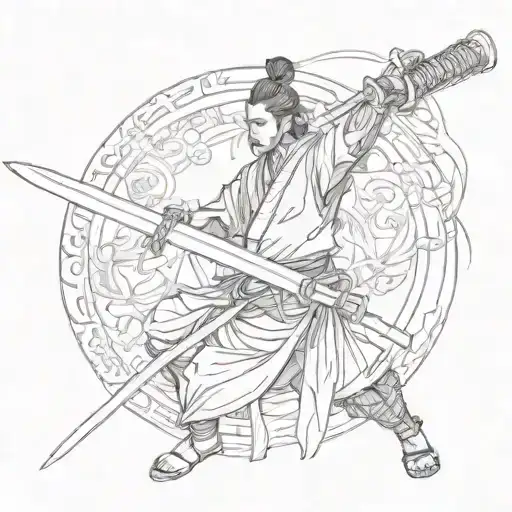 Samurai Sword Entering The Skin