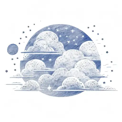 Cloud Background With Stars And Doves