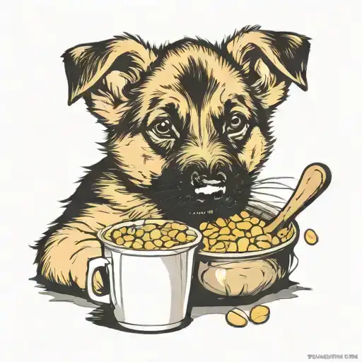 German Shepard Puppy Eating Food Items Like