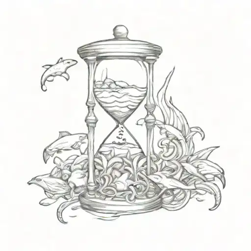 Hourglass Filled With Sea Creatures Intertwined Within