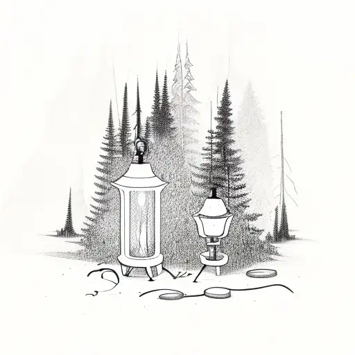 Lantern Shining Through Forest