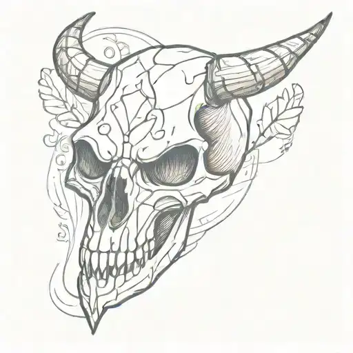 A Sketch Style Tattoo Of Dark Lettering With A Mysterious Animal Skull In The Background