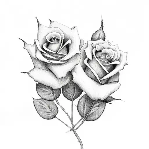 Roses With Dragon But No Color And Leafs