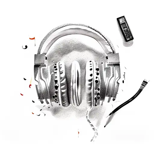 Water Color Number 7 With Music Notes And Headset