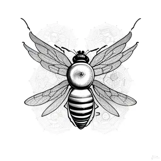 A Bee With Intricate Wings Made Of Interconnected Gears
