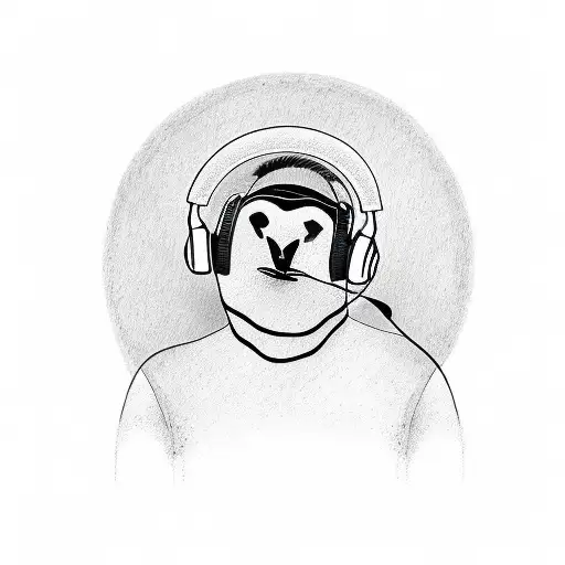 A Penguin Wearing Headphones And Listening To Rock Music