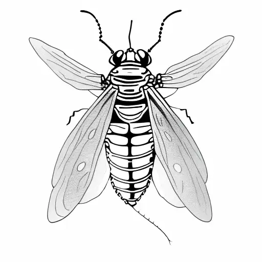 Firefly Insect With A Heart Embedded In The Body Little Lines To Show The Light Eminating From Body