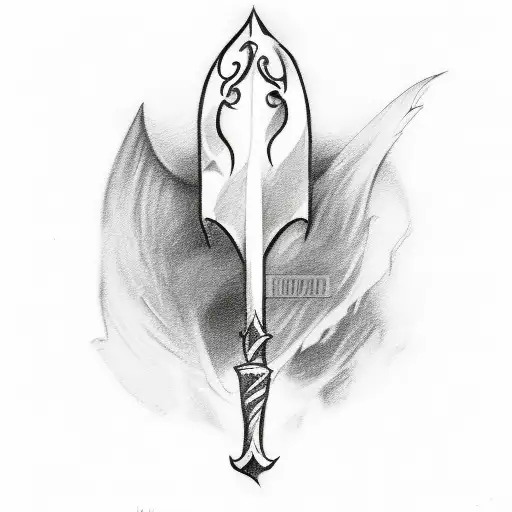 A Sketch-style Tattoo Of A Dagger Morphing Into A One Piece Character
