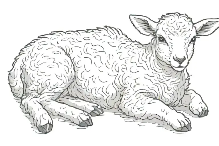 Baby Lamb Laying Side View
