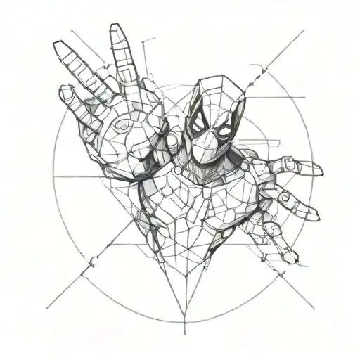 An Abstract Geometric Design Incorporating Deadpool's Hands In A Heart Shape