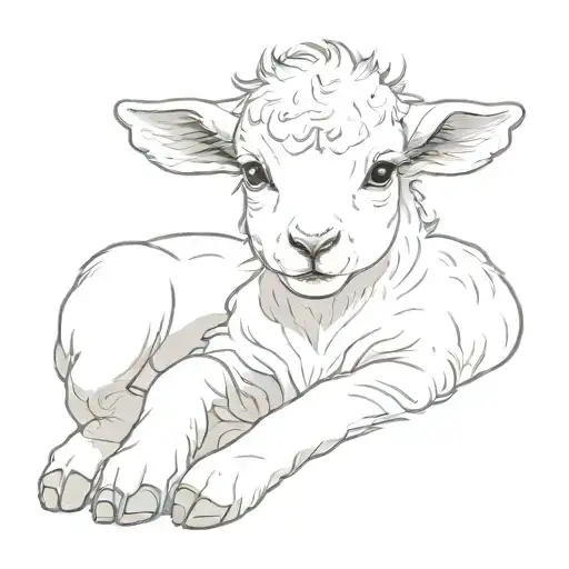 Baby Lamb Laying Side View