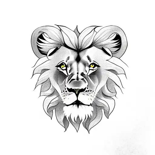 Lion With Sunflowers And Leo Sign