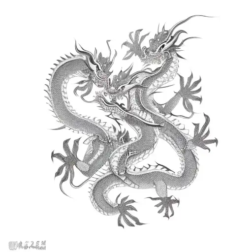 3 Chinese Dragons On Shoulder