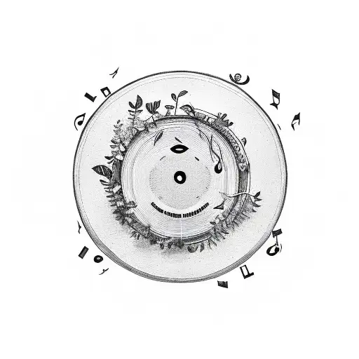A Plant Growing Out Of A Vinyl Record With Musical Notes