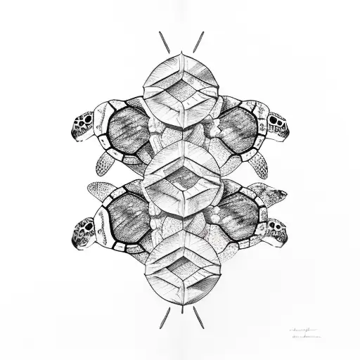 5 Turtles Vertical In A Line Pointing Up