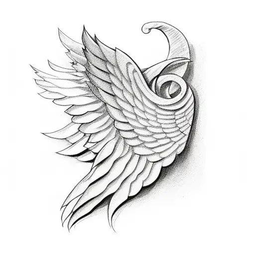 Angel Wings With Sword Going Down The Center