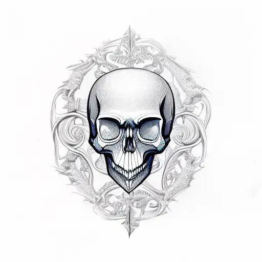 Knife Blade Decorated With Intricate Cooking Utensils And Skull Motifs