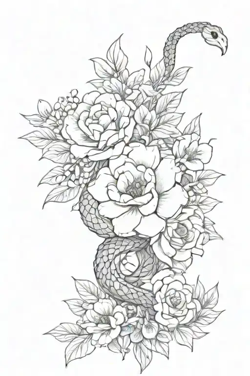 Bracelet With Snake And Flowers