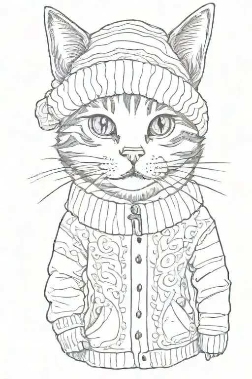 Cat In A Funny Hat And Sweater