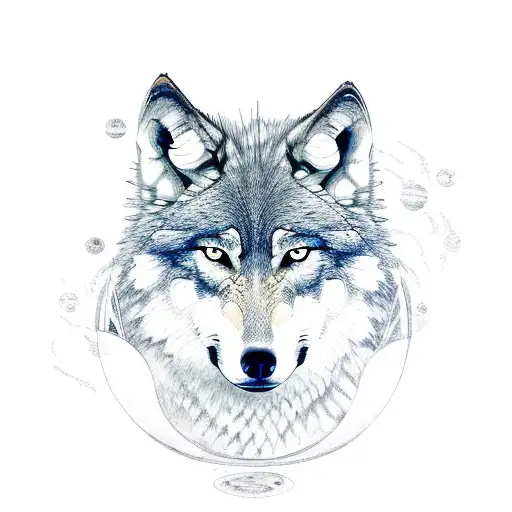 Wolf With Moons