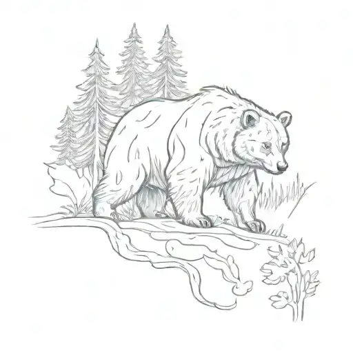 Bear And Forest Scene