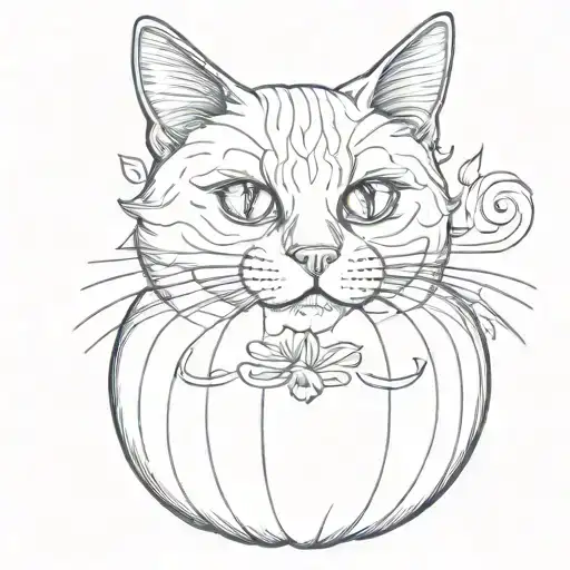 Cat Outline With Pumpkin