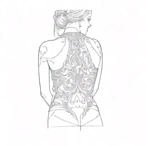 A Woman's Back Tattoo Blackout Style
